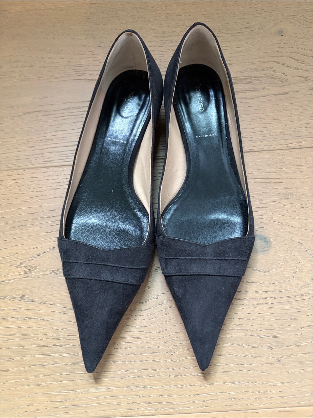 Tom Ford Black Suede Pointed-Toe Pumps with Low Vamp
